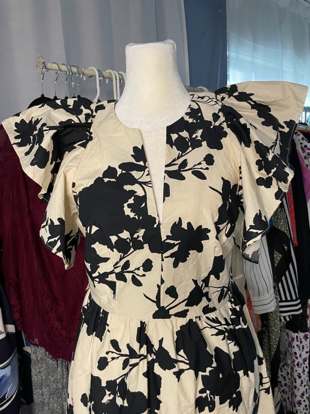 A New Day Black & Cream Floral Midi Dress - Picture 3 of 9